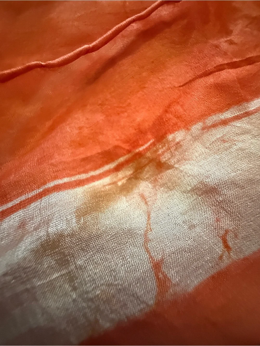 100% silk Orange Elephant Print Scarf - Lightweight Accessory made in India